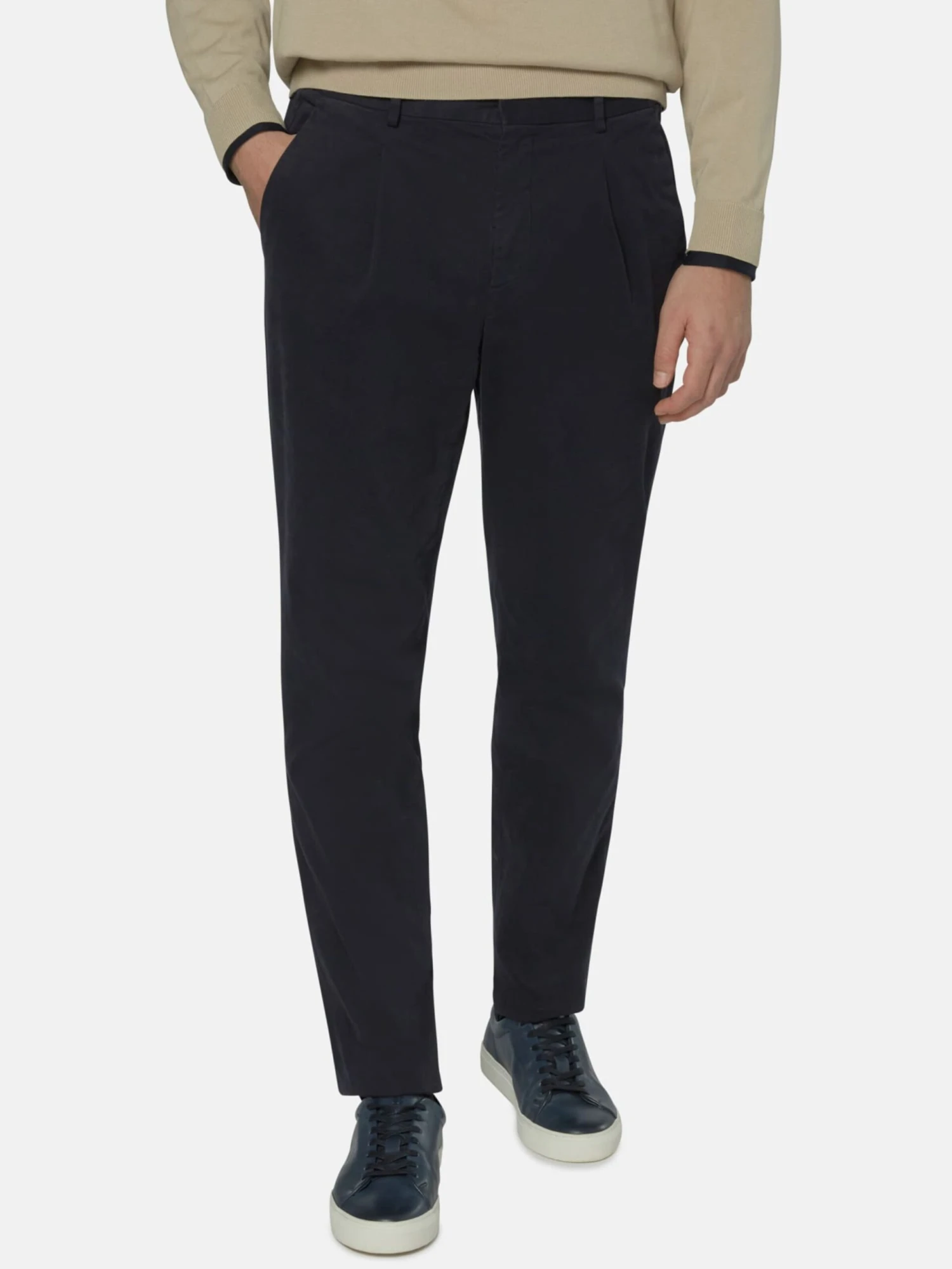 Pantalons Regular Bandplooibroek Heren Nachtblauw 2 Pantalons Regular Bandplooibroek Heren Nachtblauw - Afbeelding 2