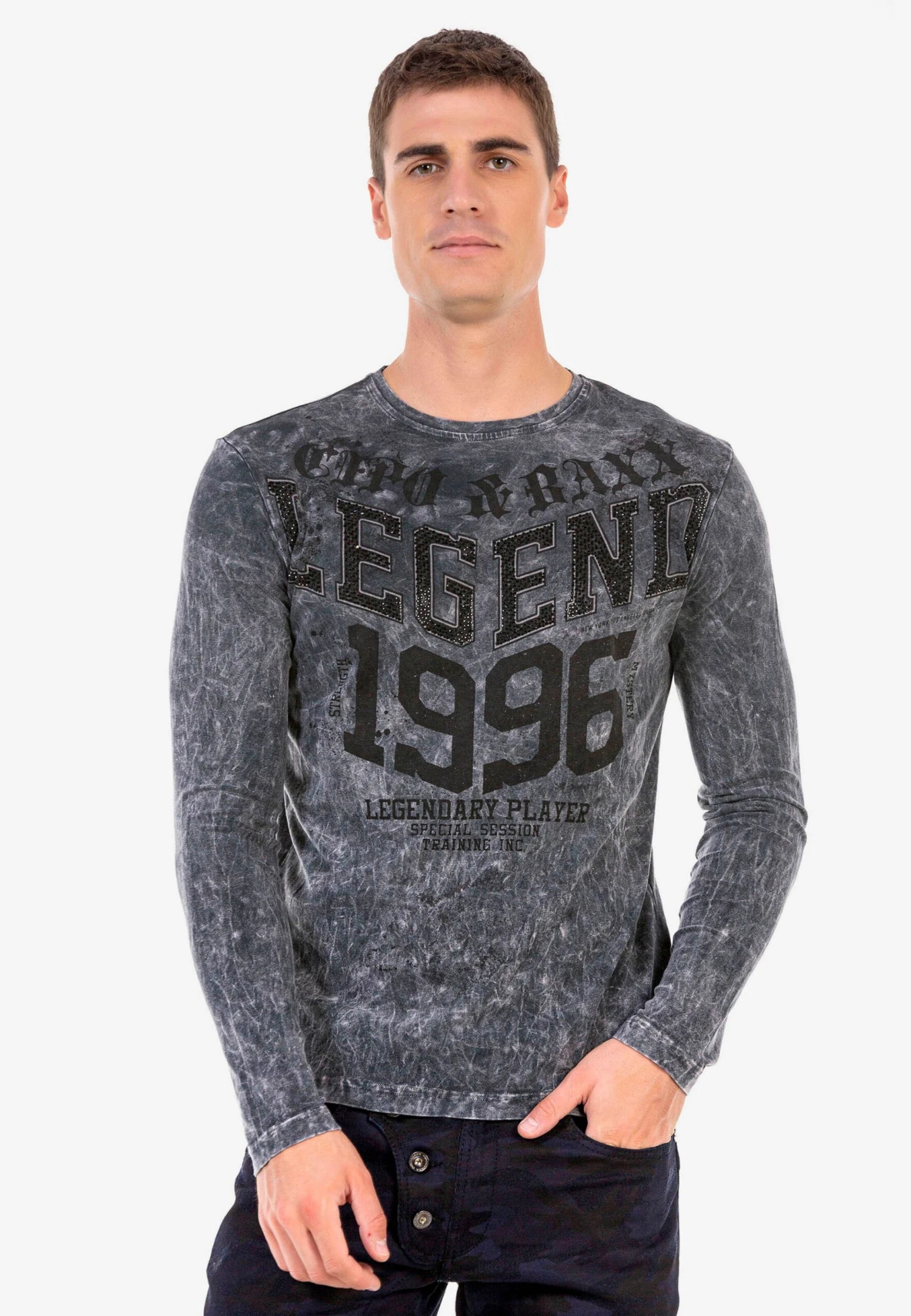 Cipo & Baxx Longsleeves Shirt Heren Antraciet 4 Cipo & Baxx Longsleeves Shirt Heren Antraciet - Afbeelding 4