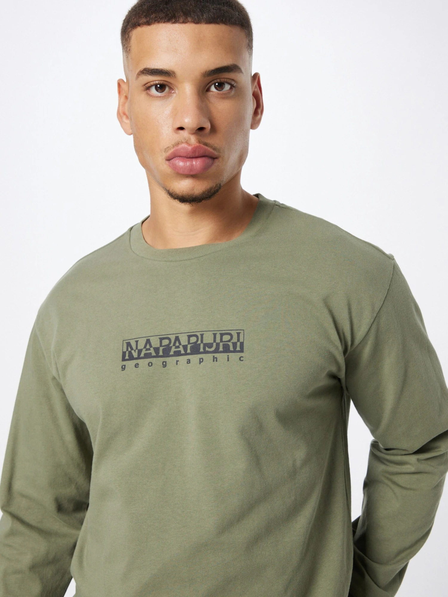 Napapijri Longsleeves Shirt BOX Heren Kaki 2 Napapijri Longsleeves Shirt BOX Heren Kaki - Afbeelding 2