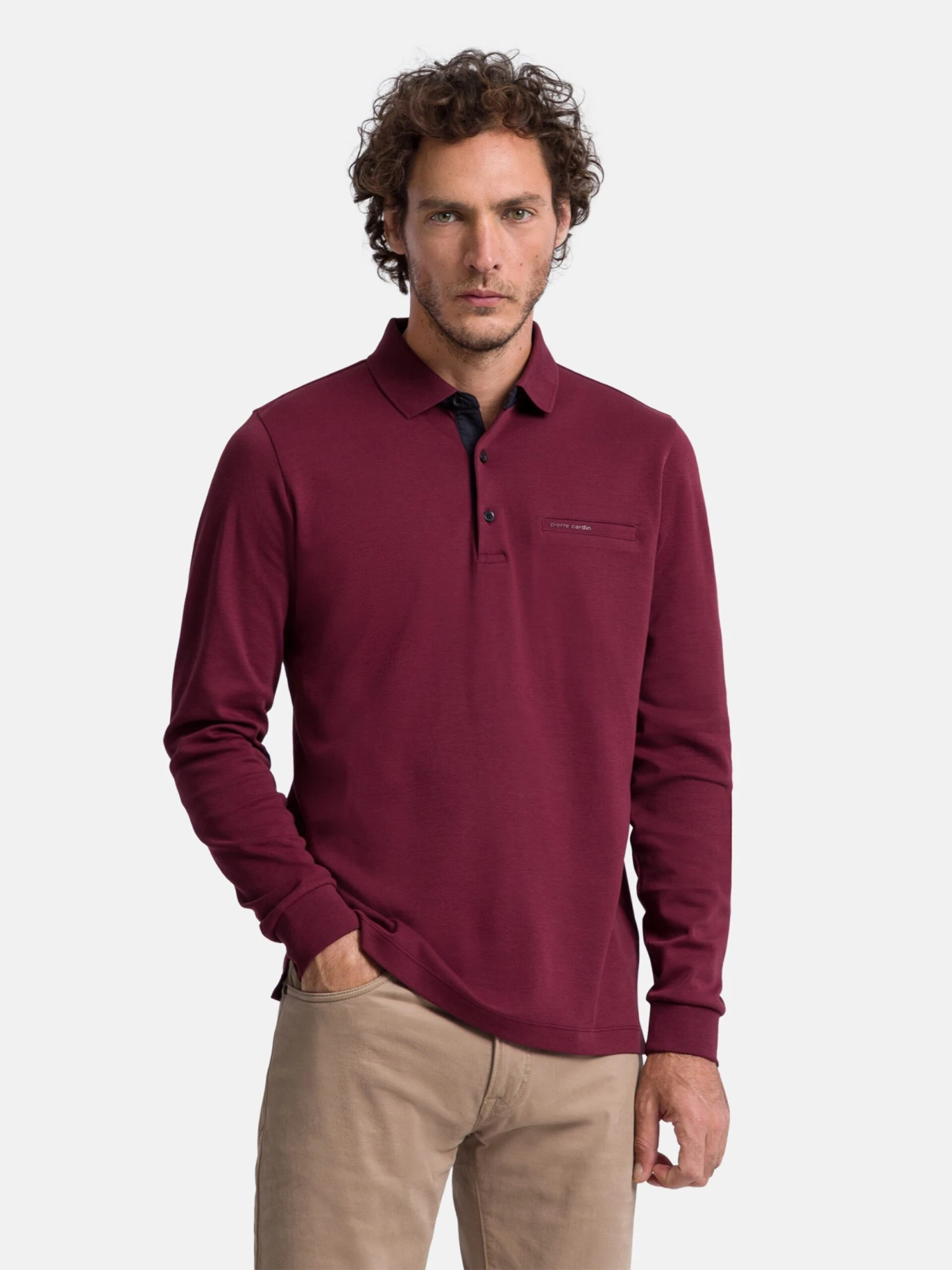 Pierre Cardin Longsleeves Shirt Heren Bourgogne 2 Pierre Cardin Longsleeves Shirt Heren Bourgogne - Afbeelding 2
