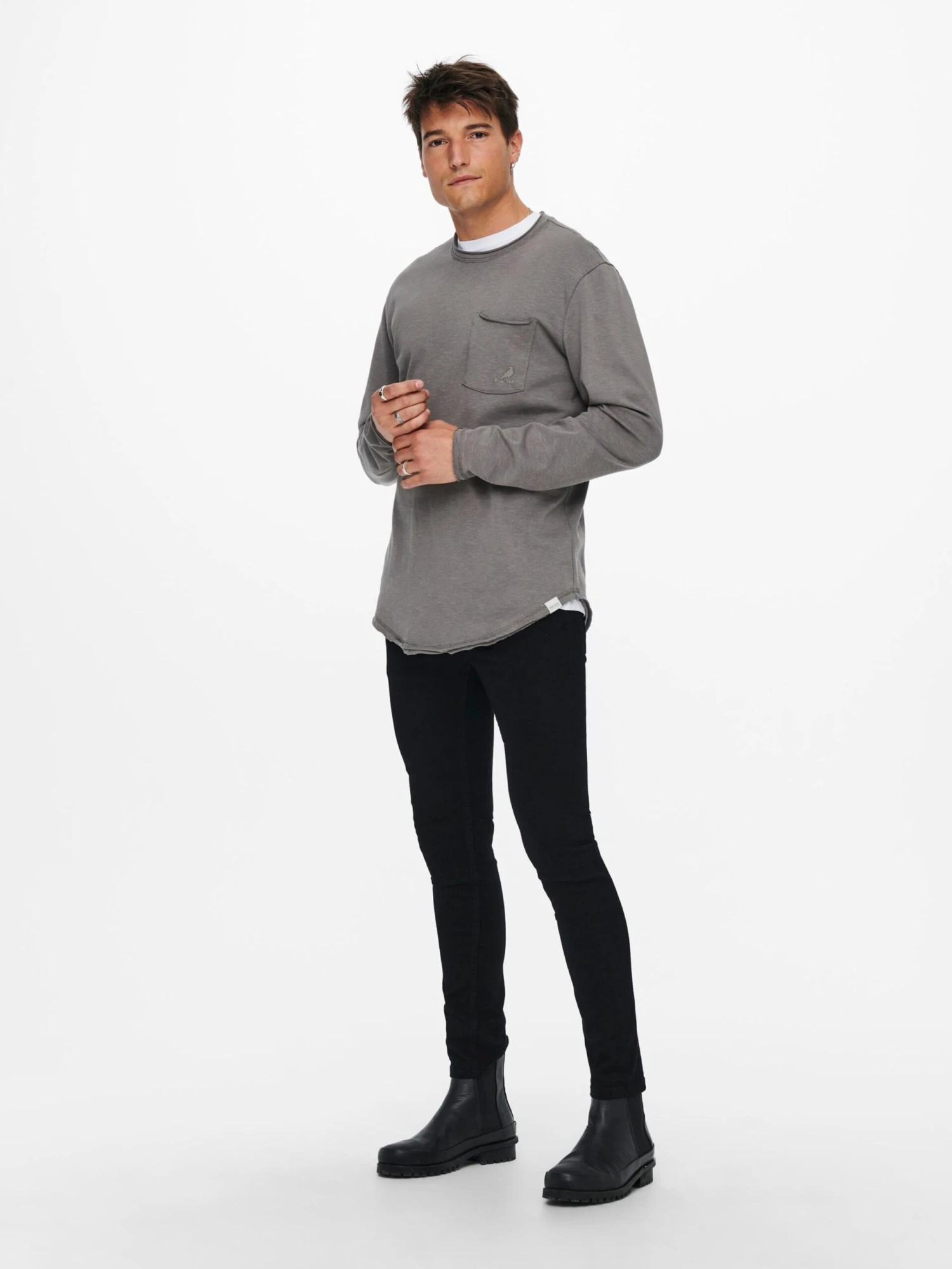 Only & Sons Longsleeves Shirt Klas Heren Grijs Gemêleerd 4 Only & Sons Longsleeves Shirt Klas Heren Grijs Gemêleerd - Afbeelding 4