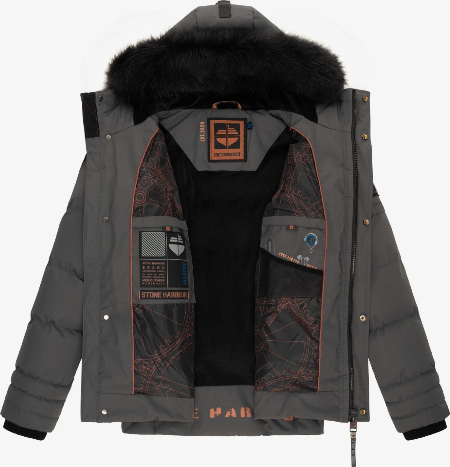 Winterjassen Winterjas Romaan Heren Antraciet 6 Winterjassen Winterjas Romaan Heren Antraciet - Afbeelding 6