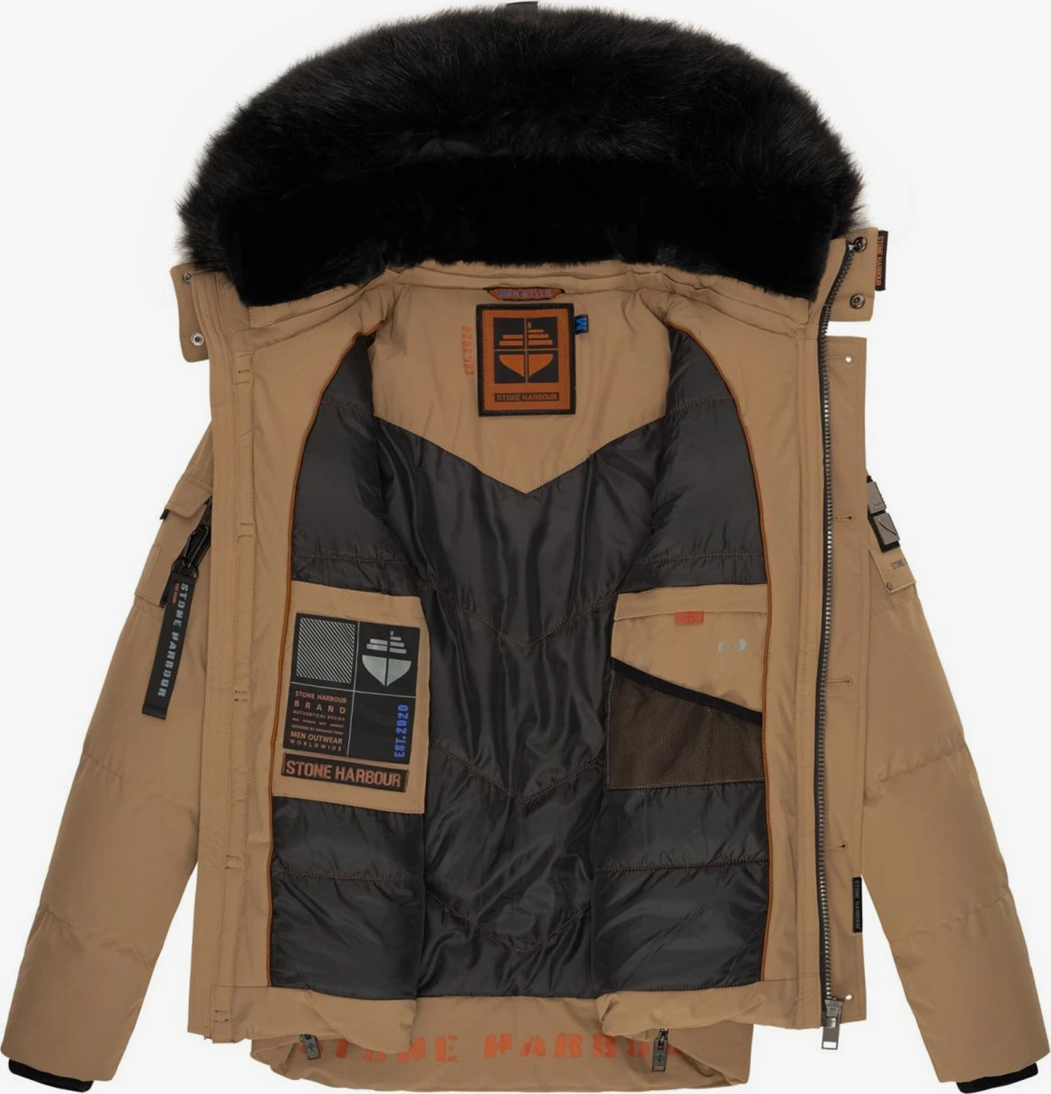 Winterjassen Winterjas Halvaar Heren Lichtbruin 4 Winterjassen Winterjas Halvaar Heren Lichtbruin - Afbeelding 4