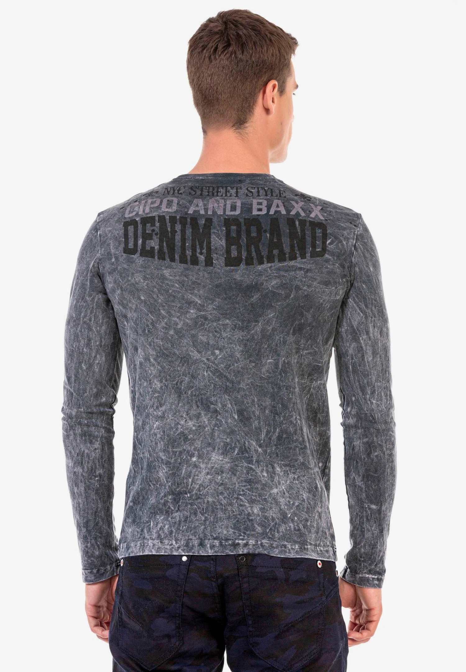 Cipo & Baxx Longsleeves Shirt Heren Antraciet 6 Cipo & Baxx Longsleeves Shirt Heren Antraciet - Afbeelding 6