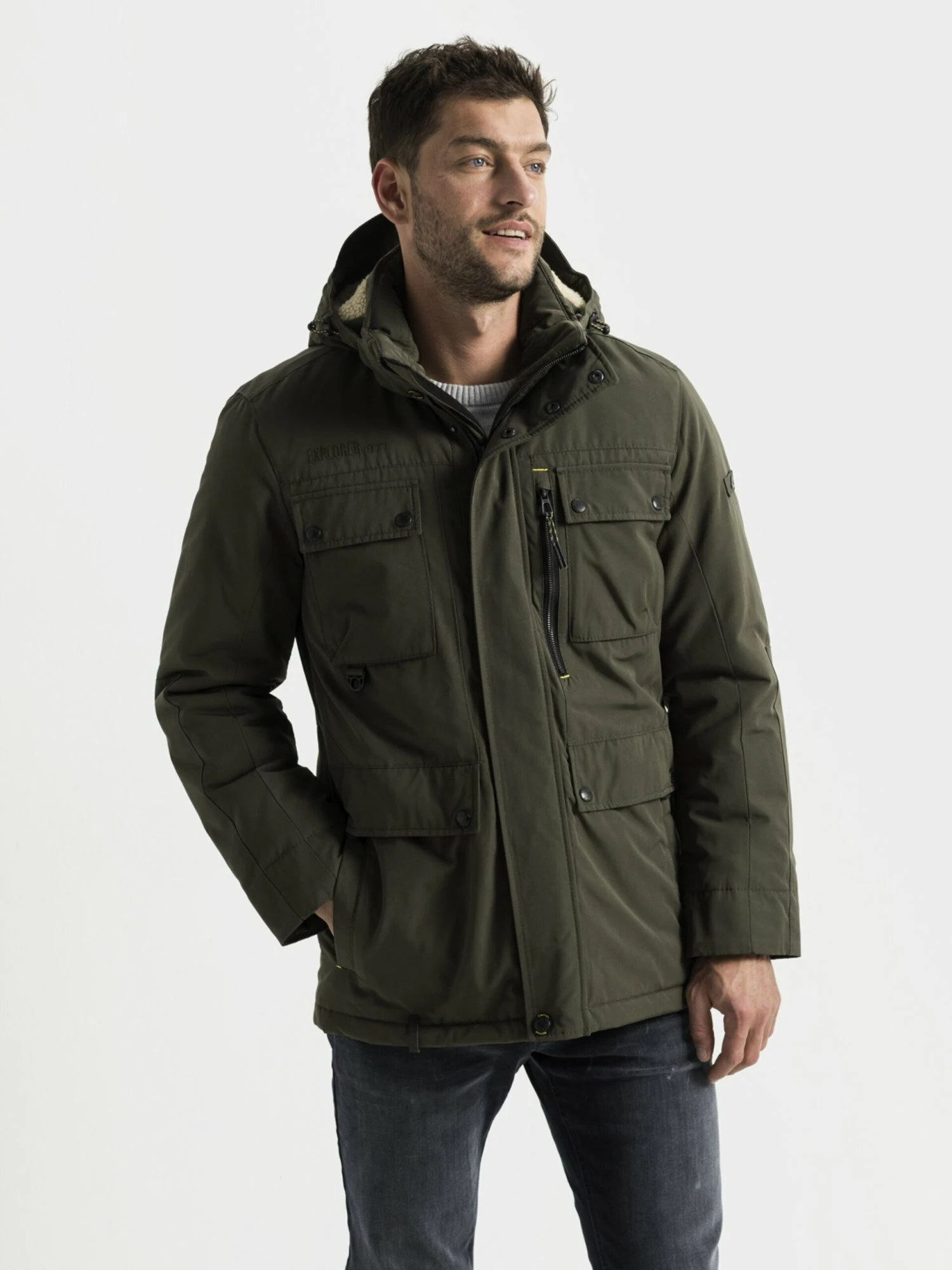 Camel Active Parkas Winterparka Heren Donkergroen 3 Camel Active Parkas Winterparka Heren Donkergroen - Afbeelding 3