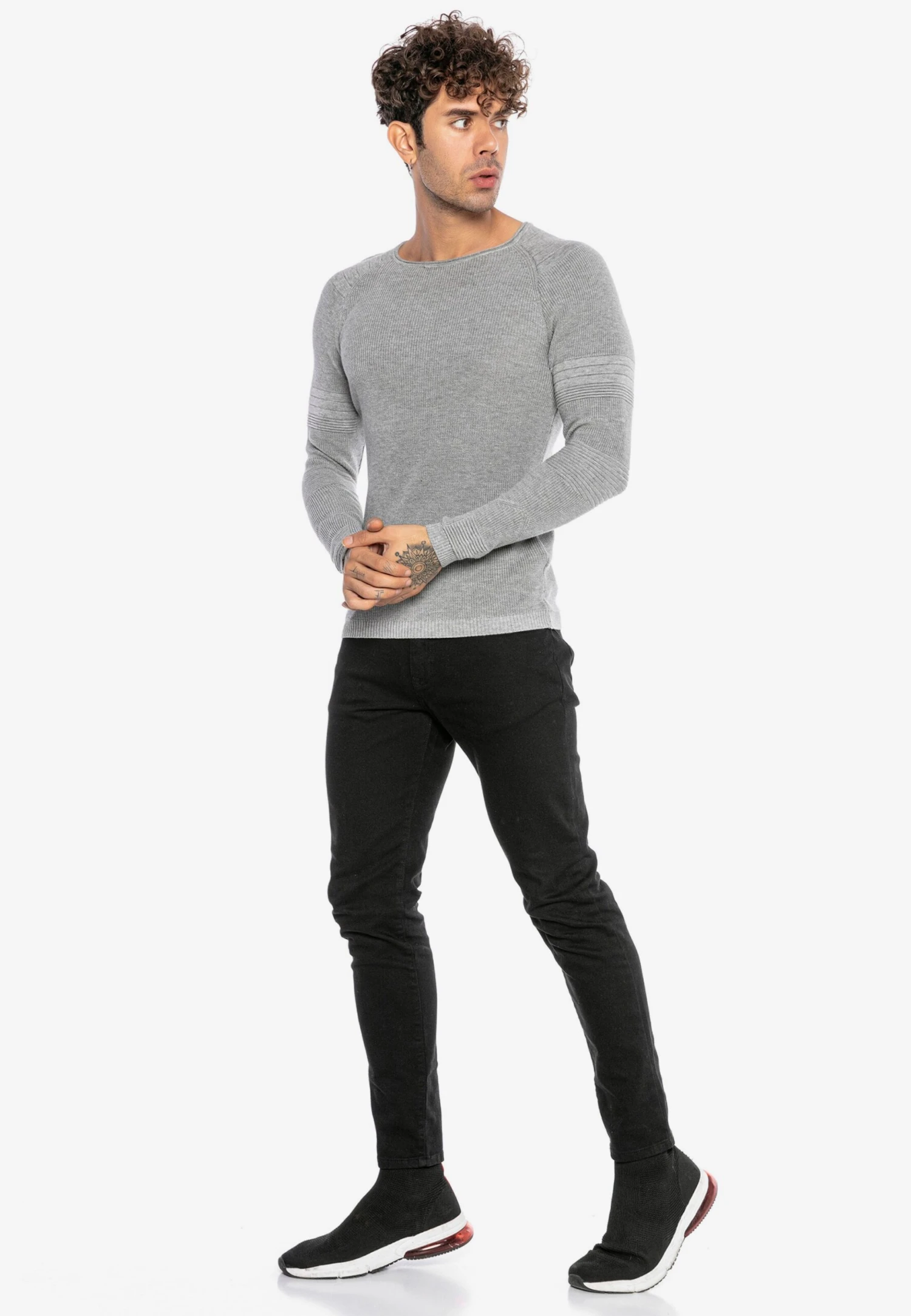 Crewneck Truien Trui West Covina Heren Grijs 4 Crewneck Truien Trui West Covina Heren Grijs - Afbeelding 4