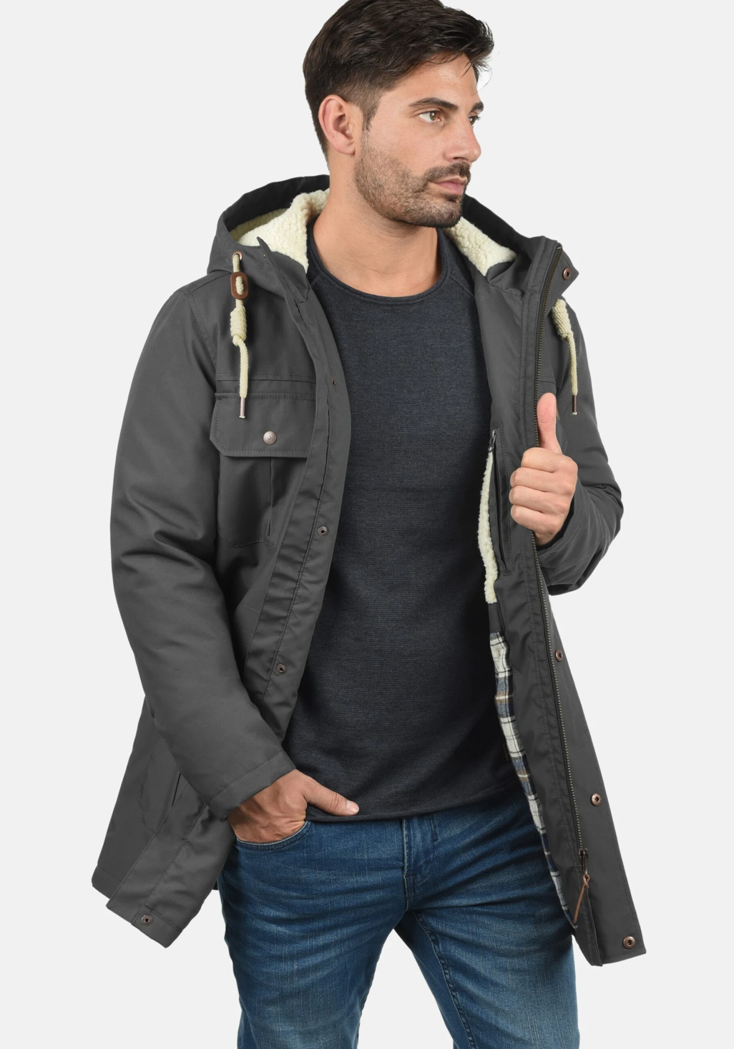 Solid Parkas Winterparka Chara Teddy Heren Donkergrijs 3 Solid Parkas Winterparka Chara Teddy Heren Donkergrijs - Afbeelding 3