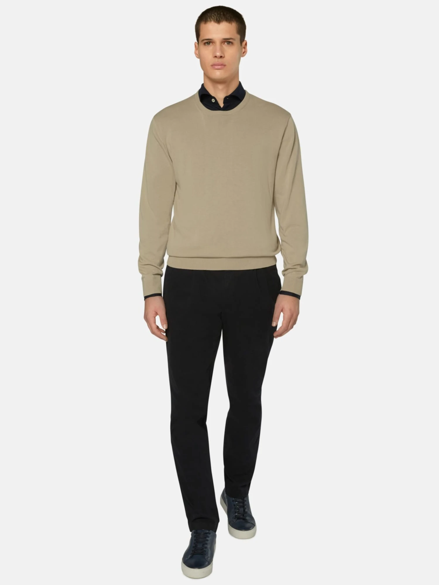 Pantalons Regular Bandplooibroek Heren Nachtblauw 3 Pantalons Regular Bandplooibroek Heren Nachtblauw - Afbeelding 3