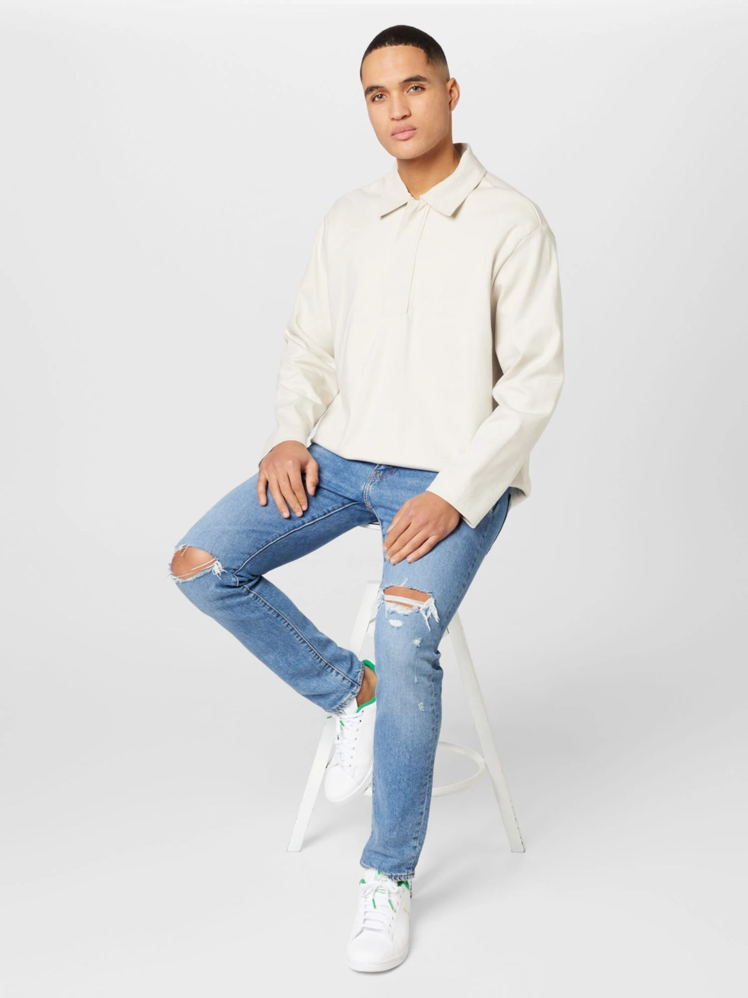 WEEKDAY Longsleeves Shirt Pascal Heren Offwhite 5 WEEKDAY Longsleeves Shirt Pascal Heren Offwhite - Afbeelding 5